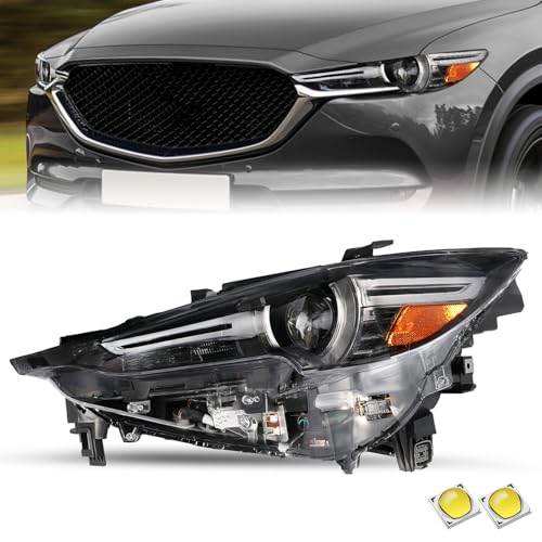 SOCKIR LED DRL Projector Headlight Assembly Fit for 2017-2021 Mazda CX-5 w/AFS OE Style Headlamp Replacement Left Driver Side