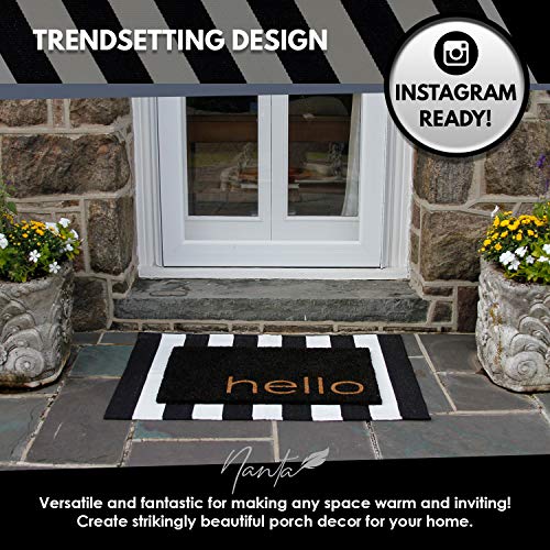 Nanta Black And White Striped Rug 27.5 X 43 Inches Cotton Woven Washable Outdoor Rugs For Farmhouse Layered Door Mats Stripe Carpet #TOP1
