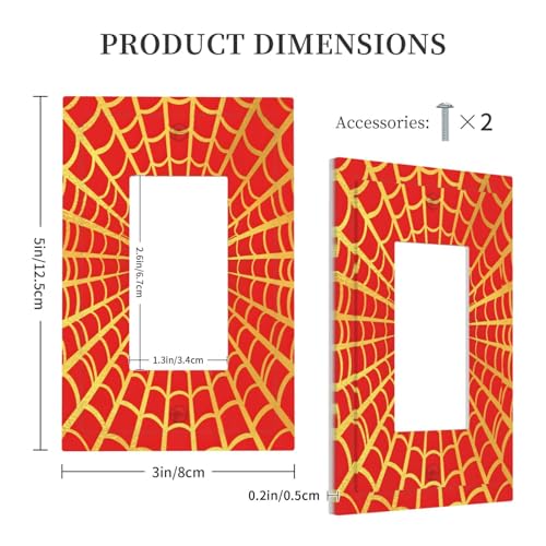 Decorative Outlet Covers Red Background with Golden Spiderweb Spider 1 Gang Rocker Light Switch Cover Plate Single Decora Light Switch Covers Wall Plate Faceplate for Home Decor