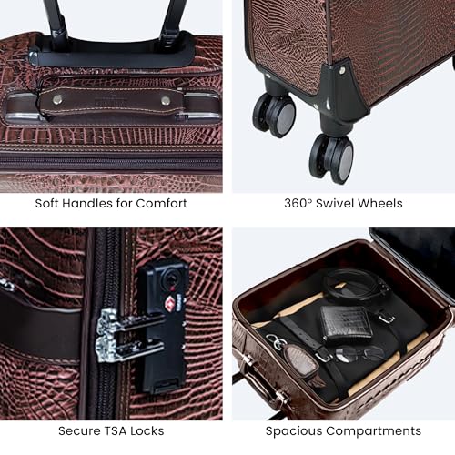 Image of THE CLOWNFISH Drift Small 16inch Cabin Trolley Bag for Travel|Hard Suitcase for Travel with Aluminium Trolley, Wheels, 360 Degree Rotation, Oxford Fabric Material - Brown