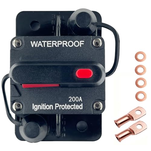 Xipupoo Car Circuit Breaker 200 Amp 12V - 48V DC with Manual Reset Switch Button for Boat Trolling Motor Marine ATV Trailer Vehicles Stereo Audio Electronic Battery Solar System Inline Fuse Waterproof