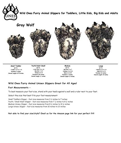 Wild Ones Furry Animal Claw Slippers For Toddlers, Kids And Adults (Large Womens 9 ½ To 12 And Mens 8 ½ To 14, Gray Wolf) #TOP3