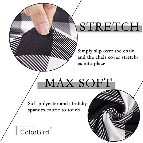 Colorbird Buffalo Check Spandex Chair Slipcovers Removable Universal Stretch Elastic Gingham Chair Protector Covers For Dining Room, Restaurant, Hotel, Banquet, Ceremony, Set Of 4, Black/White Plaid #TOP2