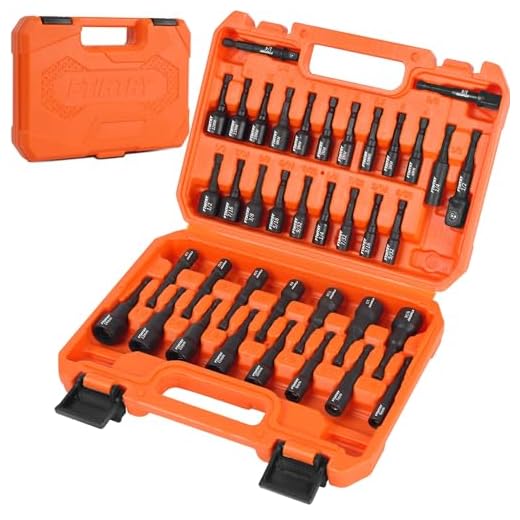 FTIHTRY 39Pcs Magnetic Nut Driver Set for Impact Drill, Metric & SAE Magnetic Impact Drill Driver Bit, 1/4" Hex Shank, Fully Magnetic Hex Nut Driver Drill Bit Master Kit