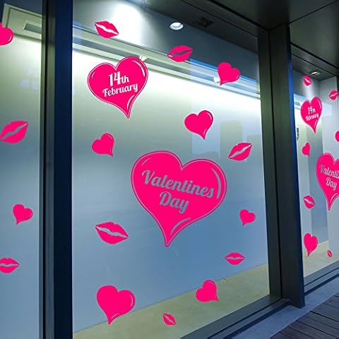 Valentines Day Heart Wall & Window Stickers Decals Shop Window Display Love Decor Decals Shop New Diy Wall Window Wall Decor Wall Stickers Wall Art Wall Decals Stickers Wall Decal Decals Mural Décor Diy Deco Removable Wall Decals Colorful Stickers Cover