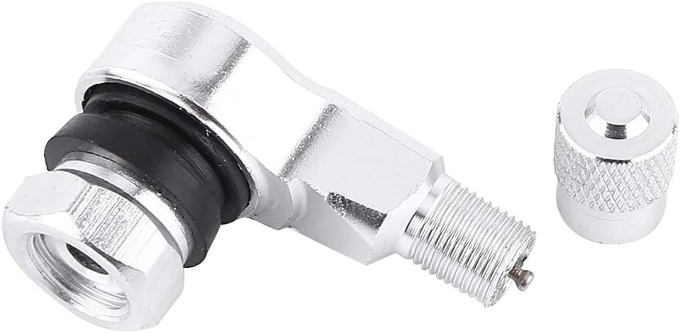 2pcs 90 Degree Angled Tire Valve, Universal Tire Valve Stems Cover Adapter for Car Motorcycle Bike Scooter Road Racing (Silver)