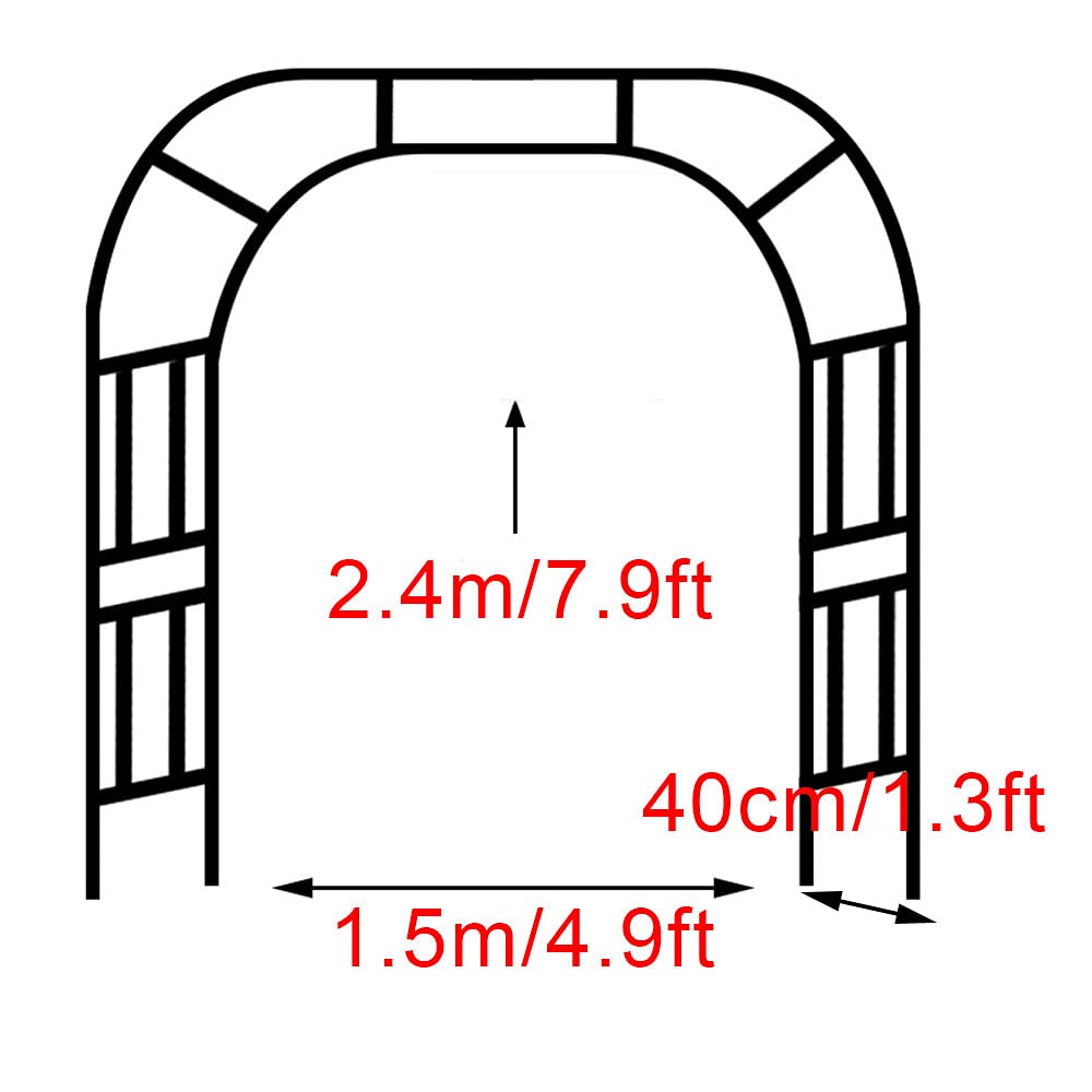 Arche de jardin pour plantes grimpantes - En métal - Pour l'extérieur - Pour pelouse, arrière-cour, mariage - Design croisé - Durable - Noir - 1,5 x 2,4 m