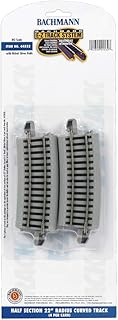 Bachmann Trains - Snap-Fit E-Z TRACK HALF SECTION 22” RADIUS CURVED (4/card) - NICKEL SILVER Rail With Gray Roadbed - HO Scale