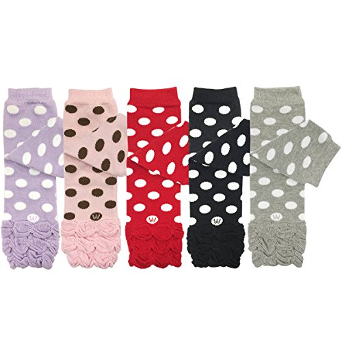 allydrew 5 Pack Polka Dots, Ruffles & Stripes Baby Leg Warmer & Toddler Leg Warmer for Boys & Girls, Set 1