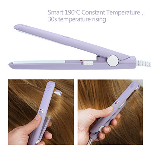 Miniatura 4 de Dioche Mini plancha plana 2 en 1, mini plancha de pelo de 4 colores, plancha plana de cerámica turmalina, rizador de calefacción para salón