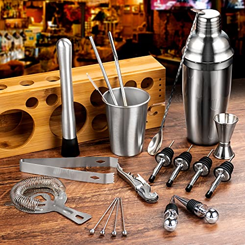 image for stusgo Cocktail Set, 22-Piece Cocktail Shaker Set with Bamboo Stand, P