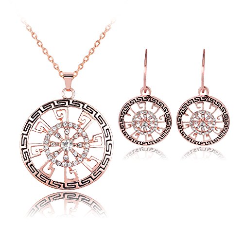 Preisvergleich Produktbild SCHWARZ-PFERD EOOS-Schmuckset mit Halskette und Ohrringen, unregelmäßig, münzförmig, griechischer Stil