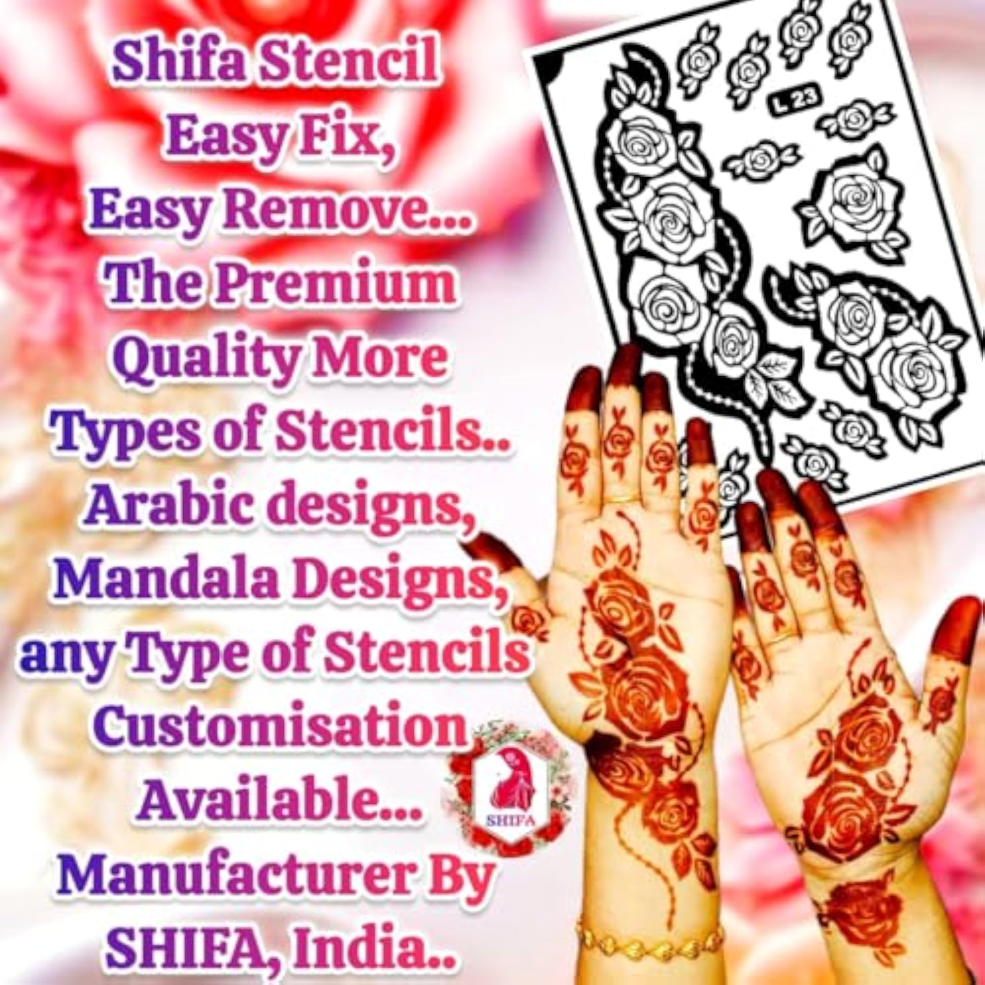 Krishna Godh Bharai Mehndi Stencil, Full Hand Arm Template