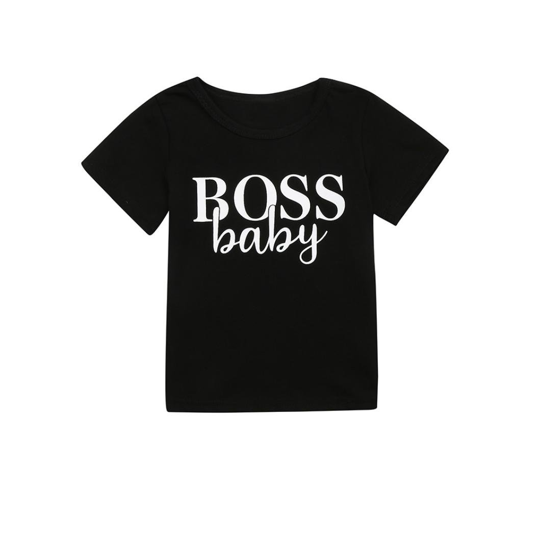 Moonker Summer Tees,Baby Boys Girls Kids Short Sleeve Letter Boss Baby Tops T-Shirt