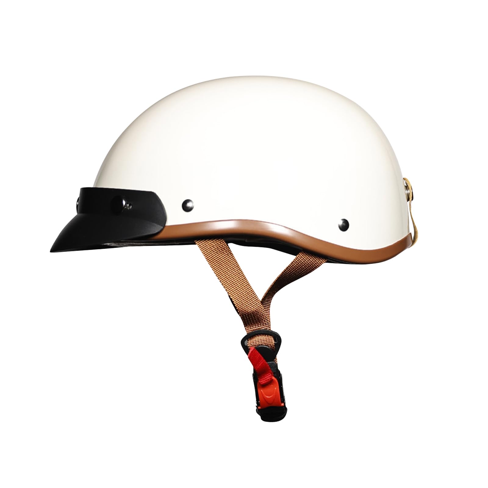 Kask motocyklowy Harley, dla dorosłych, retro, stylowy, półotwarty kask z goglami, kask otwarty, kask do motoroweru, Vespa, biały w paski z goglami