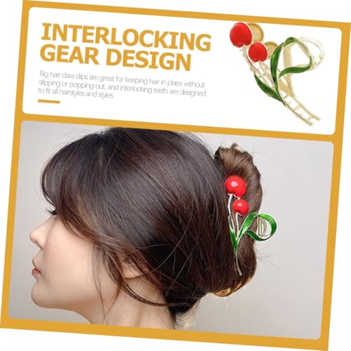 Image of Diversa Rhinestone Golden Claw Clip, Embellished Korean Clutcher, Non- Slip Metal Claw Clip for Girls, Fancy Clutcher for Women, Pack of 1 (Cherry)