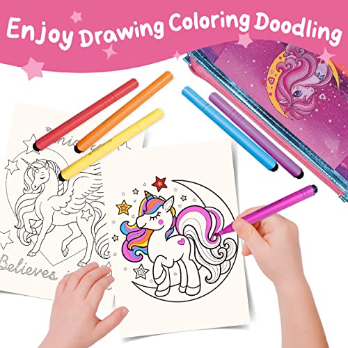Yasest Kids Markers Set - 41Pcs Coloring Set For Kids Ages 4 5 6 7 8-12 With Unicorn Glitter Pencil Case, Unicorn Coloring Pages And Markers, Girls Toy, Unicorn Gift For Girls #TOP2