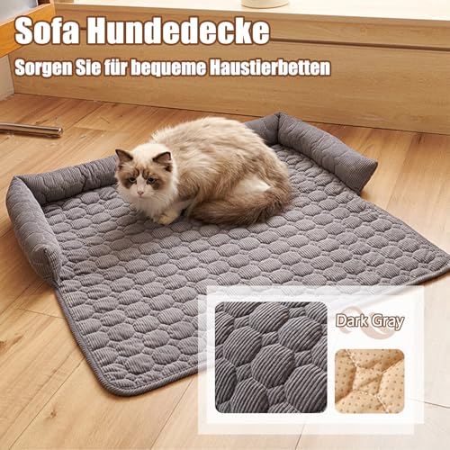 ZF YLYH Sofa Hundebetten Hund Matte Sofaschutz: Comfort Hundematten 75cm Universelles Haustierbett mit Nackenrolle Antirutsch Hundebett Sofa-Auflage Möbelschutz (Dunkelgrau)