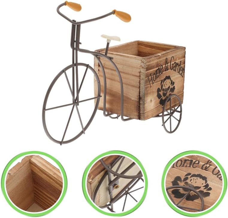 ARTIBETTER Retro Bicycle Pen Holder 11.02X6.29X3.93In Vintage Iron Tricycle Bike Planter Decorative Stand for Office Desk and Home Garden Organization