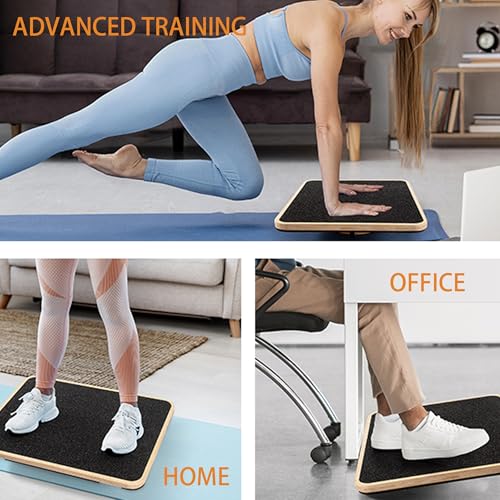 Image of Adult Professional Wooden Balance Board - 350 lbs Non-Slip Balance Board Design, Suitable for Physical Therapy and Under-Desk Use, 2 Simple Setup Methods, Durable and Stable Wooden Board