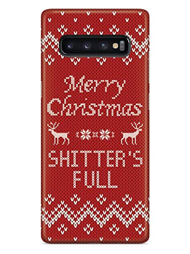 Inspired Cases - Compatible with Galaxy S10 Plus Case - 3D Textured Protective Phone Case for Samsung Galaxy S10 Plus - Merry Christmas Shitter's Full - Red