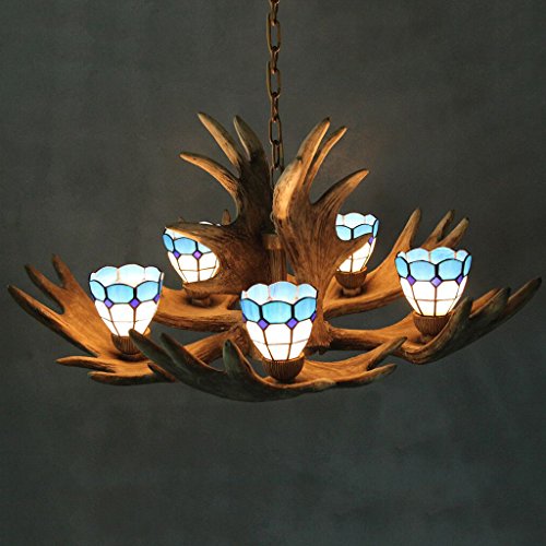 Chandelier en bois de cerf rétro européen luminaire artistique de villa