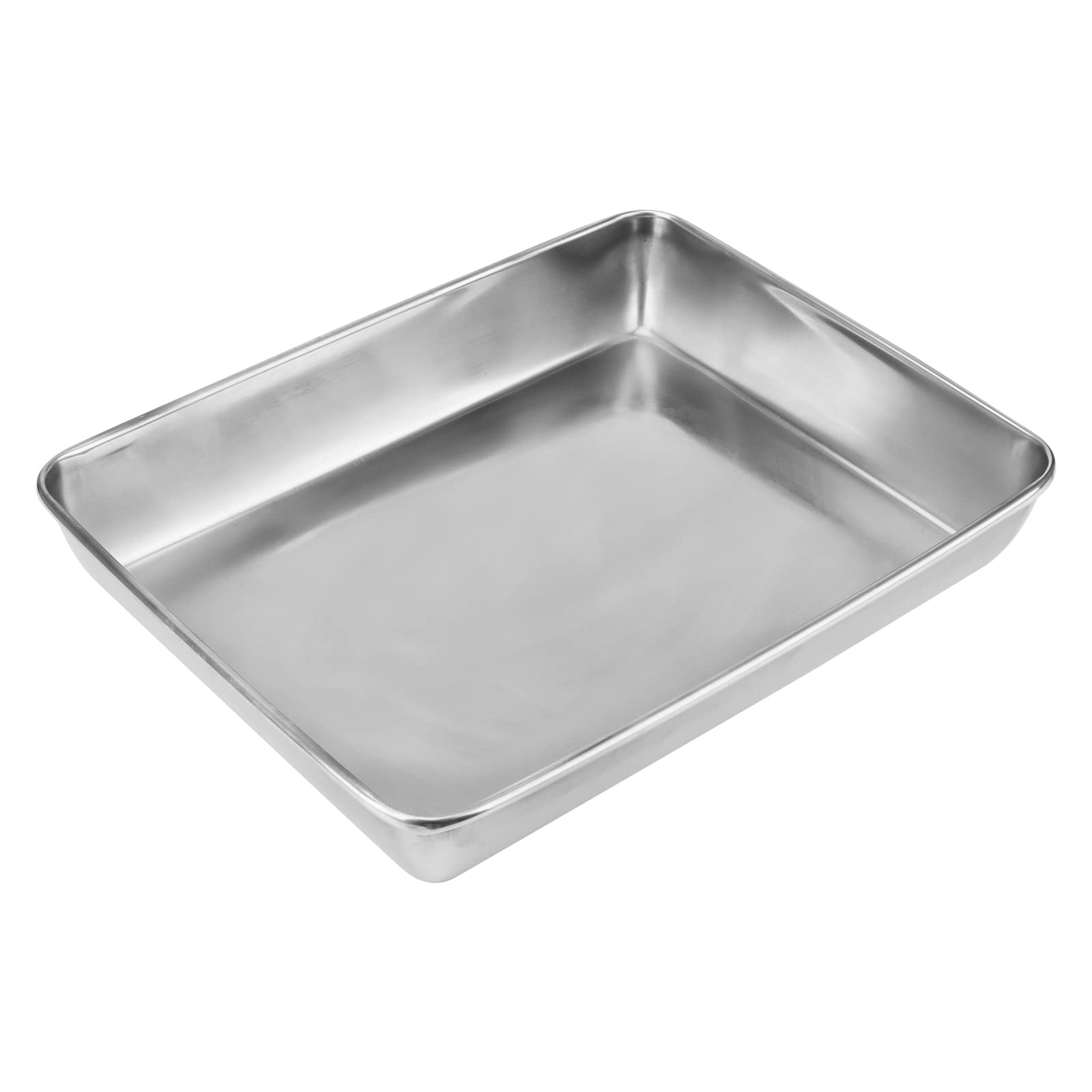 MUKCHAP Paquete de 2 bandejas rectangulares de acero inoxidable de 35 x 30 x 5,5 cm, bandejas para hornear galletas de 13,7 x 12 x 2,1 pulgadas