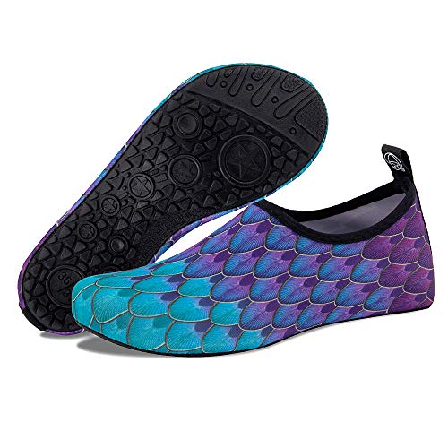 Watelves Womens And Mens Kids Water Shoes Barefoot Quick-Dry Aqua Socks For Beach Swim Surf Yoga Exercise (Blue/Green, Xs) #TOP2