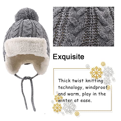 Winter Kids Beanie Hat Baby Knitted Hats Fleece Earflap Beanie Windproof Warm Toddler Beanies Boys Girls 0-8 Years (As1, Age, 6_Months, 24_Months, Gray, 6-24 Months) #TOP1