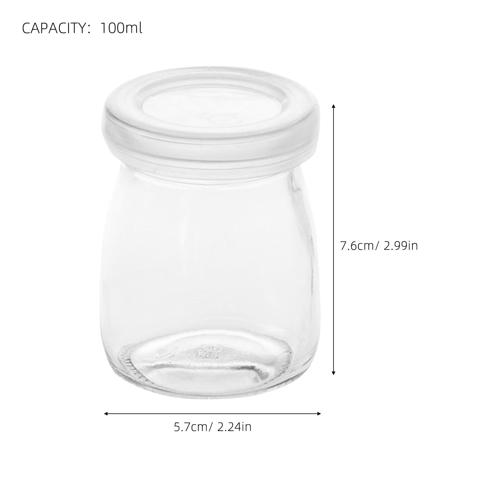 Veemoon 20 vasetti di yogurt con coperchio - Contenitore per budino - Piccole bottiglie di vetro con coperchio per marmellata, bomboniere e alimenti per bambini 100 ml