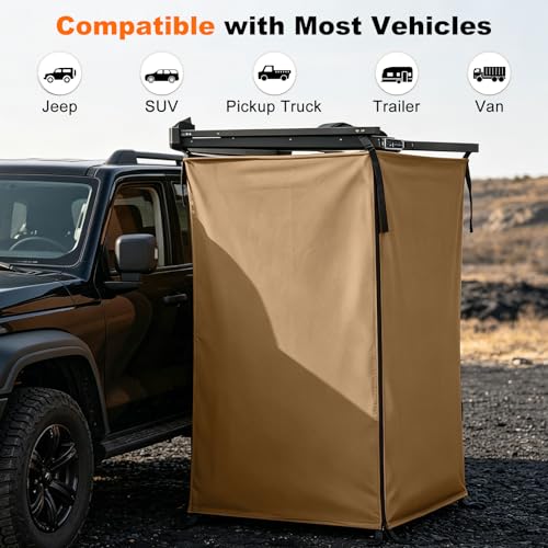 Tienda de ducha con toldo para portaequipajes de techo 5.6 x 3.3 pies, refugio privado para camping en auto miniatura 6