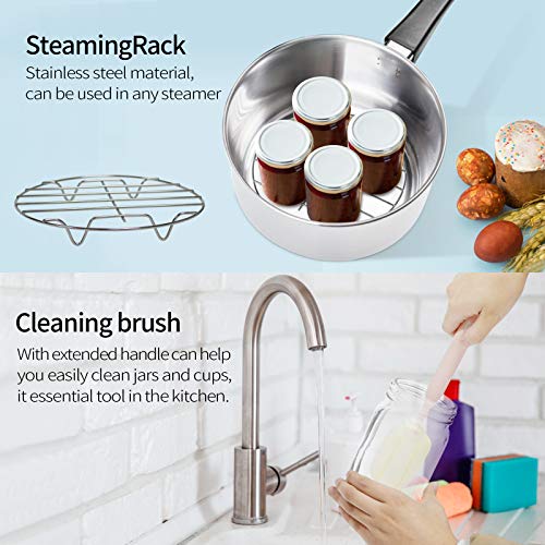 Canning Supplies Starter Kit,9 Pcs Canning Kit, Stainless Steel Canning Rack,Funnel,Jar Lifter,Kitchen Tongs,Jar Wrench, Silicone Scraper, Sponge Clean Brush, For Canning Mason Essential Tool #TOP4