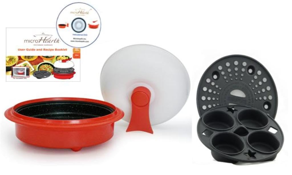 1.5-Quart Nonstick 4-piece Everyday Pan Set for Microwave Cooking, Red