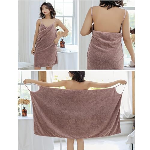 Guozyly Saunakilt Damen, Badetuch mit Trägern, Handtuchkleid Damen, Sling Baderock, Spa Bademantel Set Badetuc, Tragbar Badetuch für Dusche Pool Spa Badezimmer (Grün-290g)