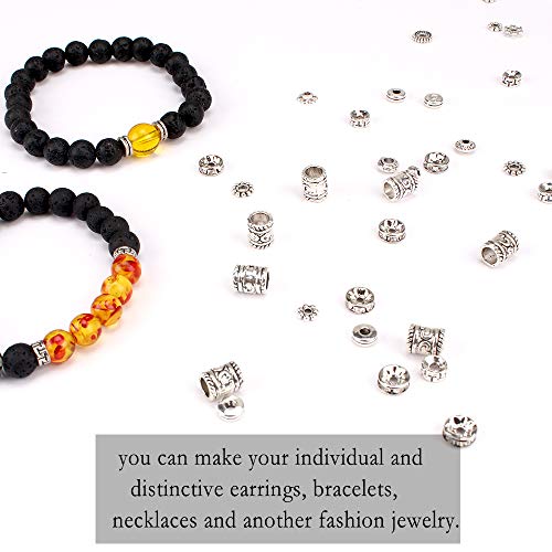 Silver Spacers Beads For Jewelry Making Supplies 600 Pcs, 12 Styles Taomoder Diy Bead Spacers For Jewelry Making Ankle Bracelets For Women Necklace Bracelets Mens Bracelet Beads #TOP6