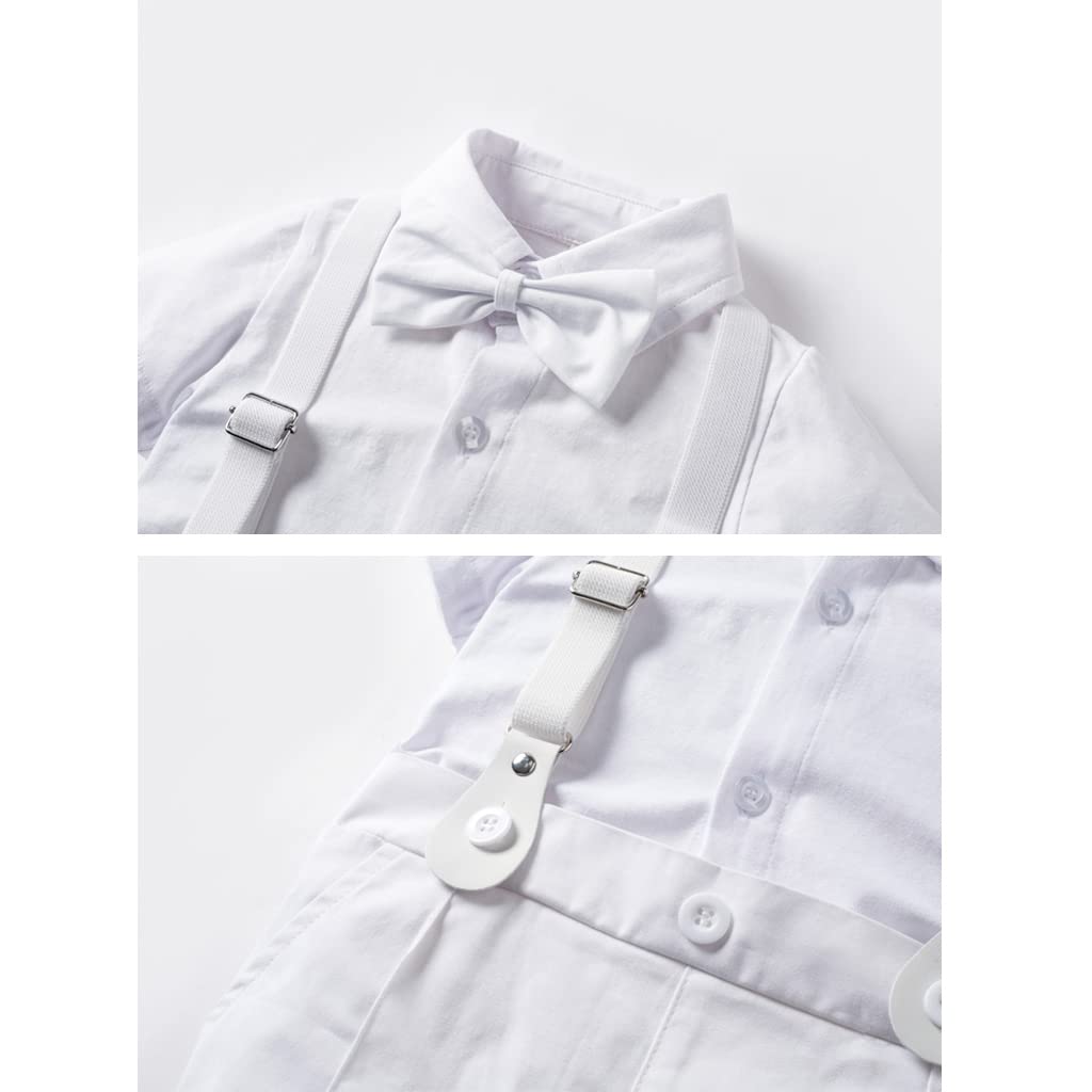 Bébé Garçons Gentlemen Barboteuse Costumes Enfant Baptême Mariage Vêtements Combinaison Nœud Papillon Gilet avec Chapeau Anniversaire Cérémonie Tenues