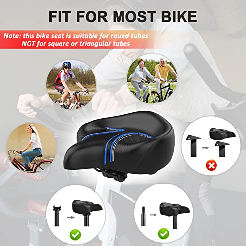BLUEWIND Oversized Bike Seat, Wide Bicycle Saddle Novel Backrest Design