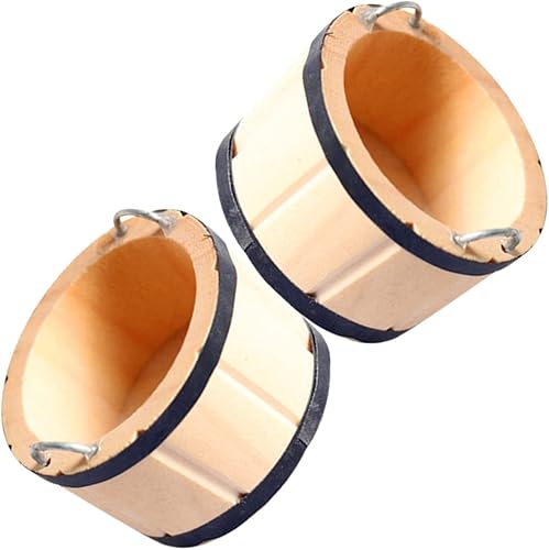 SAFIGLE Mini accesorios de barril de madera de color de tronco, mini decoración de miniture de juguete, cubos en miniatura, adorno de casa en