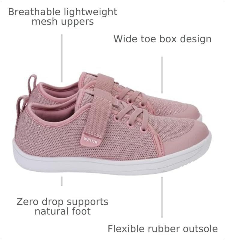 Image of WHITIN Little /Big Kid Barefoot Shoes | Boys /Girls Lace-up Minimalist Sneakers | Wide Toe Box | Natural Flexible Fit