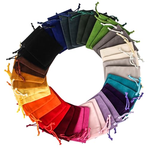 TAIHOBO Bolsitas de Tela Pequeñas 7x9cm, 38 Piezas Bolsitas para Regalos de Terciopelo, Bolsa Tela Pequeña con Cordón, Bolsas Regalo Pequeñas de 19 Colores para Joyas Caramelos Tapones para los Oídos