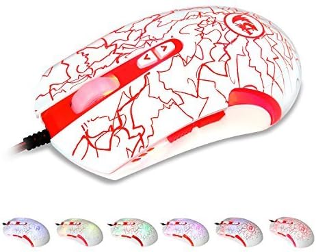 Redragon M701 Gaming Mouse Wired Lavawolf, 3500 DPI 7 Programmable Buttons & 5 Memory Profiles Ergonomic Mouse for Mac and Windows PC Gamers (White)