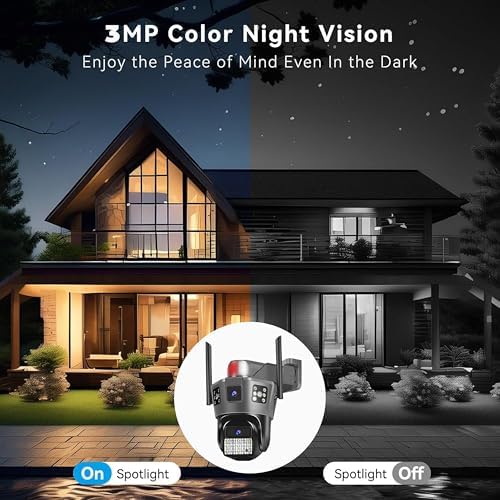 Image of WC16K 3MP HD Dual Lens 4G CCTV Camera for Home Outdoor | Color Night Vision | 355 PTZ | AI Motion Tracking | Two-Way Audio | Waterproof | Phone Push Alarm | Built-in Siren