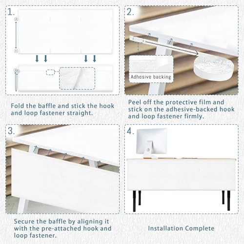 HolyMaji 60" Under Desk Privacy Panel White Self-Adhesive Modesty Panel with Wire Pocket for Cable Management Organizer Heavy Duty Desk Skirt - Office Home or Standing Workstation Concealer Shield by HolyMaji - Image 4
