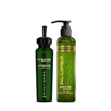 Keya Seth Aromatherapy, Alopex Absolute & Penta Active Shampoo for Acute Hair Fall & New Hair Growth Treatment Kit Enriched with Korean Red Ginseng