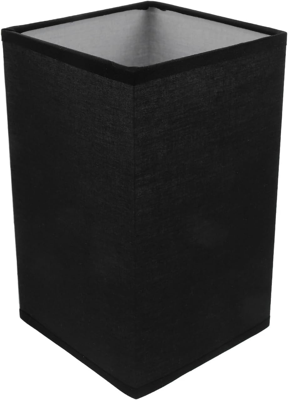 Square Lampshade, 20X12X12CM Fabric Lamp Shade, Black Fine Linen Replacement Lamp Shade for Table Lamp Floor Lamp (E27)