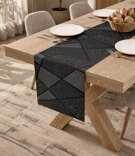 IPEA Chemin de Table Noir en PVC - Dimensions 180 x 30 cm - Design Moderne - Set de Table Rectangulaire Long pour Table, Meubles - Décoration de Salle à...