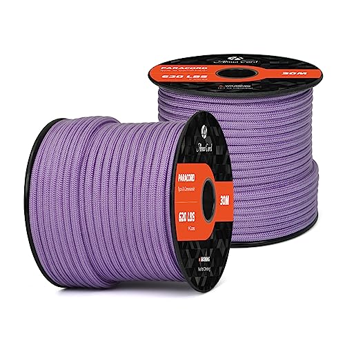 Abma Cord Paracord 620 lbs 4mm 9 Strands 100% Nylon 30M - Lilac, Solid-lilac, 30 Meters