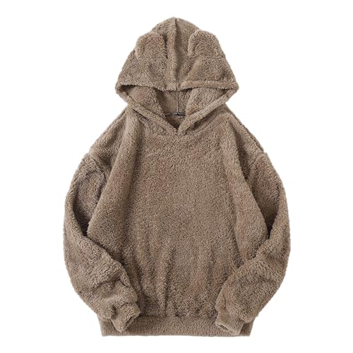 Pull à capuche en peluche tricot chaud oreilles de lapin homme