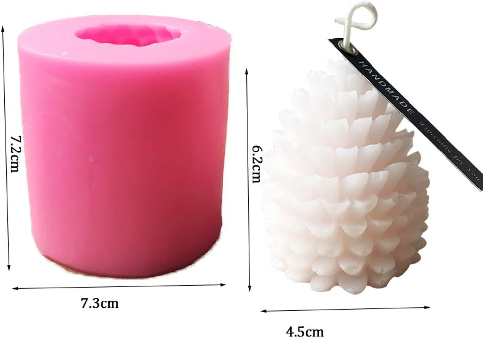 XIIQIU 3D Pinecone Candle Mold Silicone Molds Handmade Aromatherapy Candle Making Mould DIY Soap Mould Fondant Cake Baking Tool Christmas Craft Gift