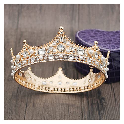 Diadema real de cristales corona dorada de alta joyería